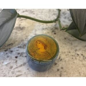 Edna Hibel 1980s Rare Marble Trinket Box Redheaded Lady‎ Ocean Blue